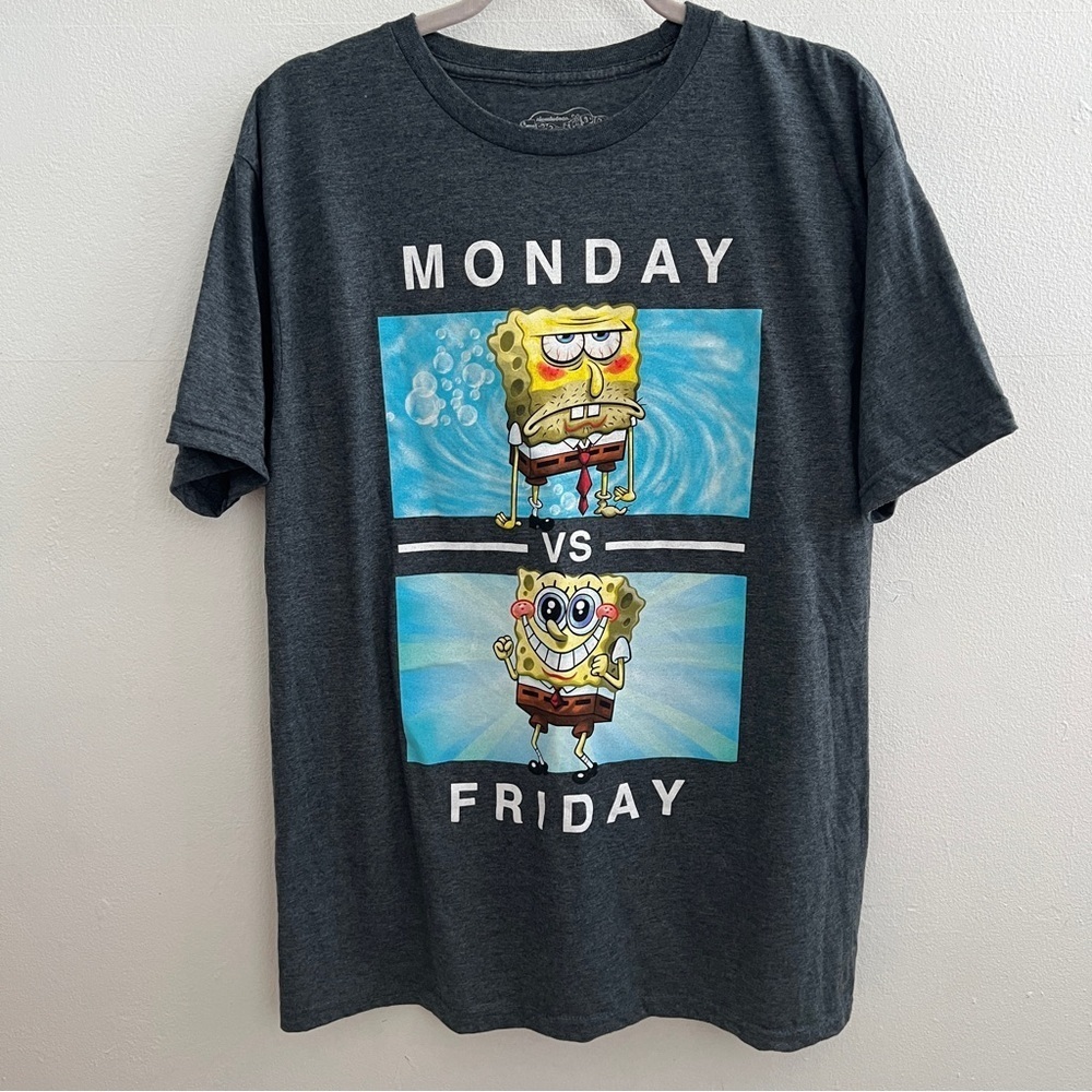 SpongeBob SquarePants T-shirt LARGE Gray Short Sleeve